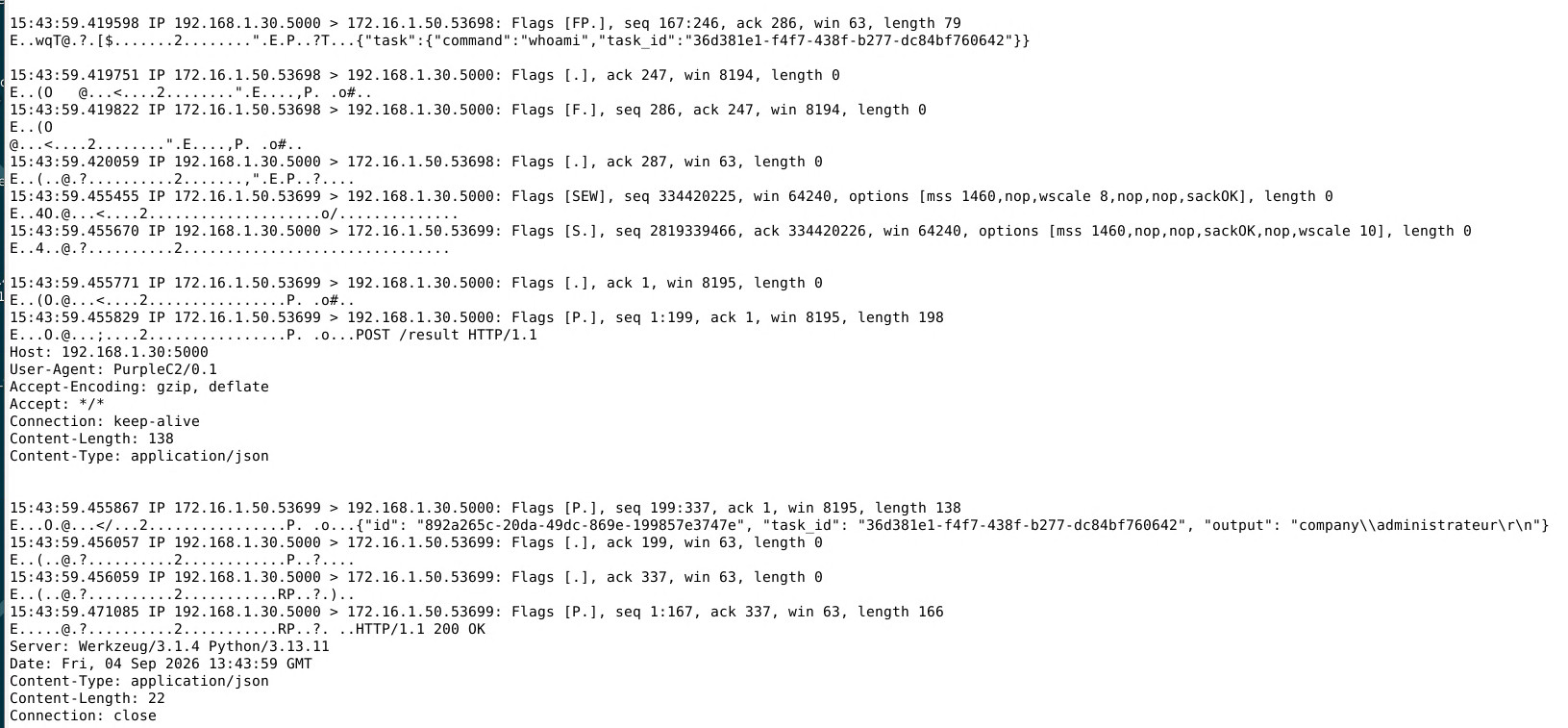 PurpleC2 HTTP content observed with tcpdump