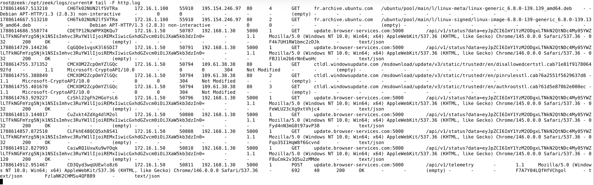PurpleC2 V1 traffic among legitimate communications