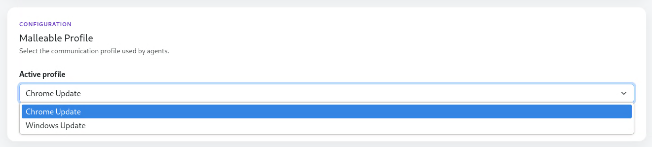 Selecting a communication profile in PurpleC2