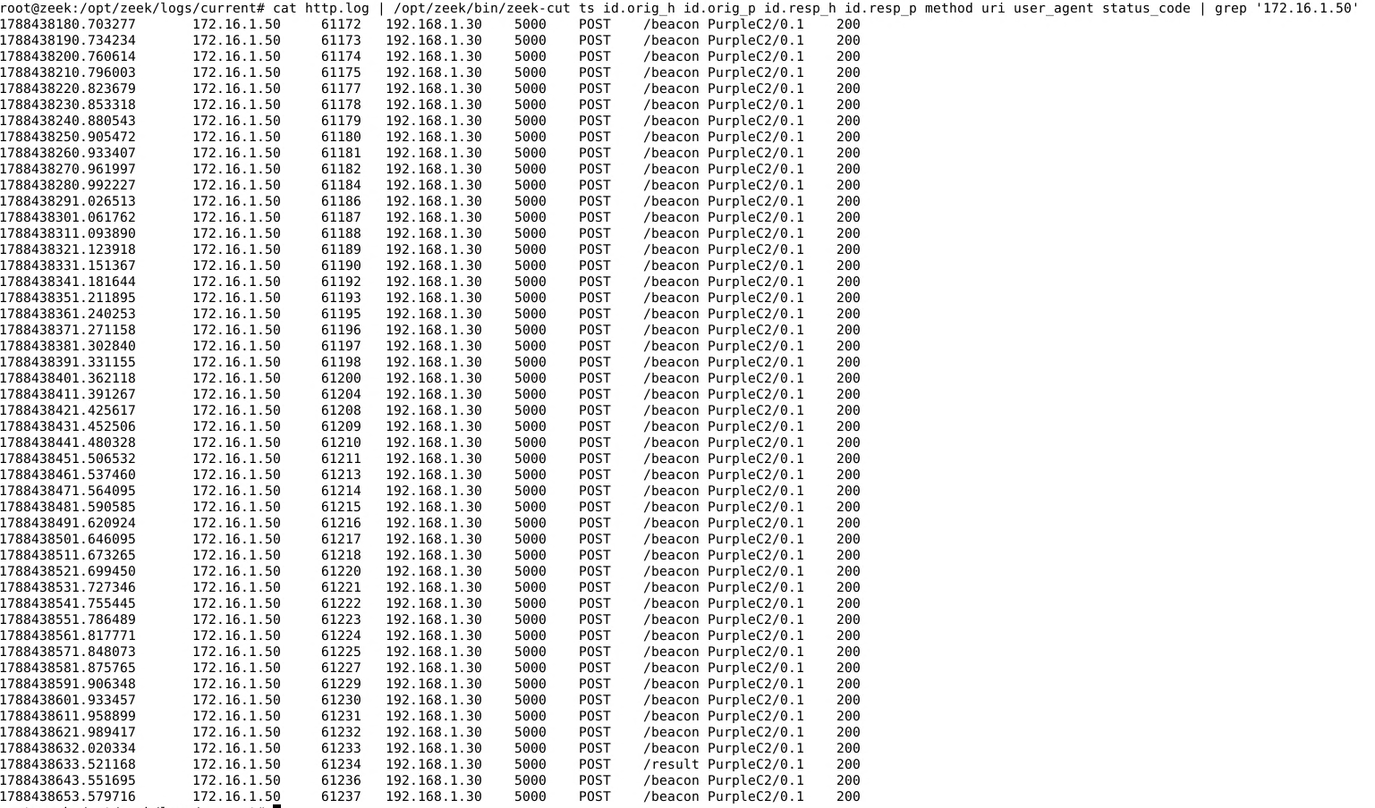 Agent HTTP requests observed in Zeek logs