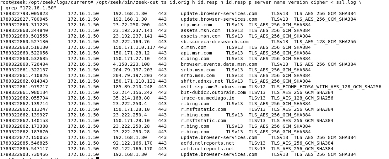 PurpleC2 V2 TLS connections among other HTTPS traffic observed by Zeek