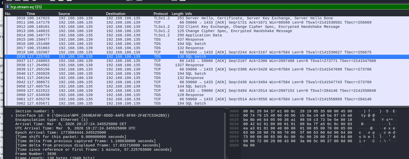 First remote command sent through MSSQL