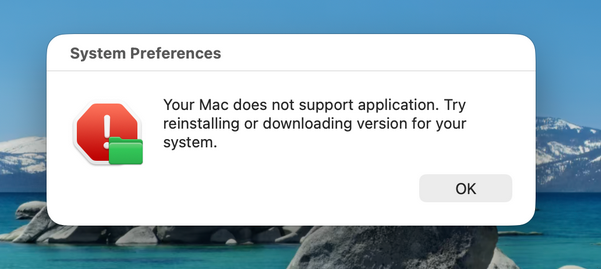 Boîte de dialogue finale usurpant une erreur « System Preferences »