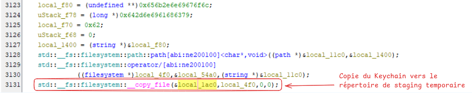 Appel __copy_file du Keychain vers le répertoire de staging
